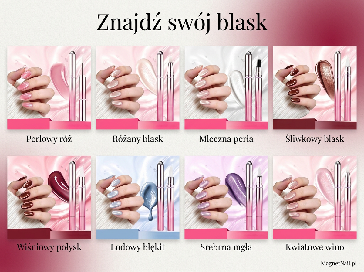 Paleta ośmiu odcieni magnetycznego pisaka do paznokci